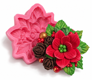 Silicone Mold – Christmas Arrangement with Mrs. Claus and Cones