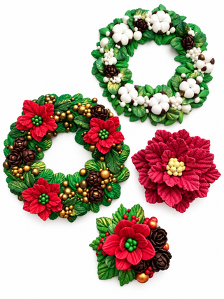 Set of 4 Silicone Molds – Christmas Floral Collection
