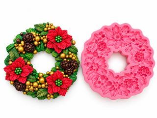 Set of 2 Silicone Molds – Christmas Floral Wreaths