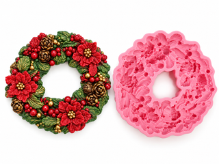 Set of 2 Silicone Molds – Christmas Floral Wreaths