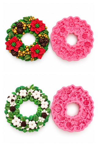 Set of 4 Silicone Molds – Christmas Floral Collection