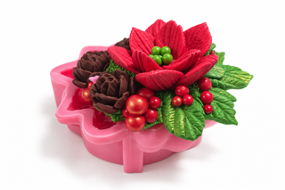 Silicone Mold – Christmas Arrangement with Mrs. Claus and Cones