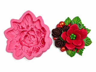 Silicone Mold – Christmas Arrangement with Mrs. Claus and Cones